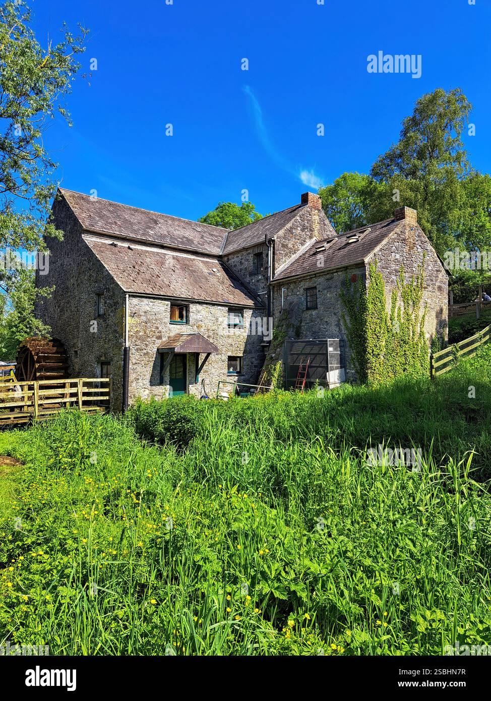 An impressive large-scale mill also known as Hutchinson's Mill forming an important element of the industrial heritage of Kells having historically su - Smartphone Captured Stock Image