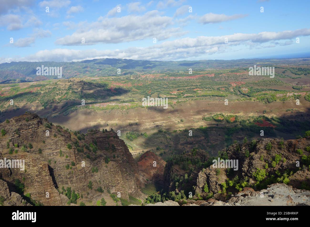 Waimea Canyon, Kauai – The 'Grand Canyon of the Pacific' with deep valleys, lush greenery, and dramatic red cliffs in Hawaii’s paradise. Stock Photo