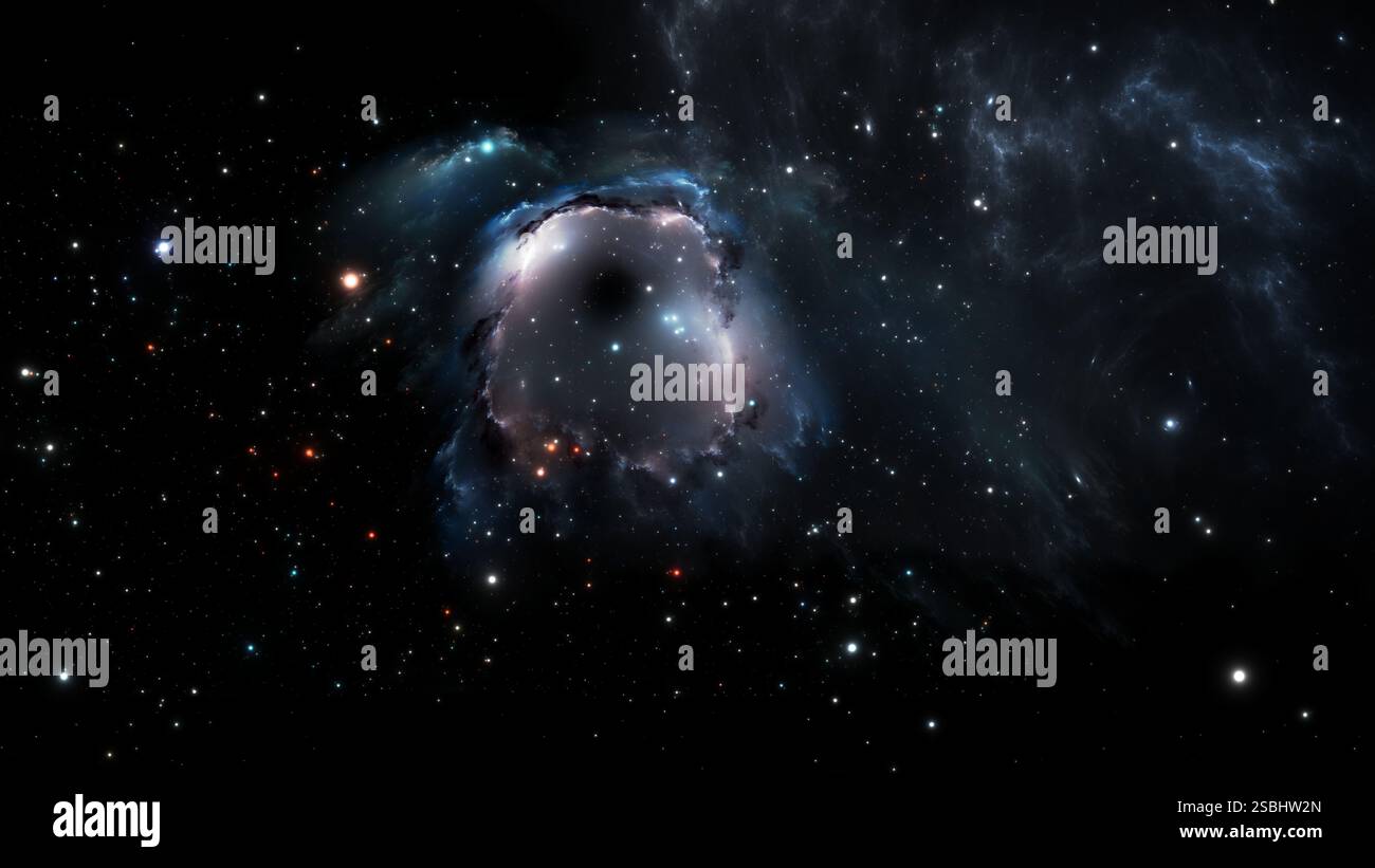 Giant glowing nebula. Space background with blue nebula and stars Stock ...
