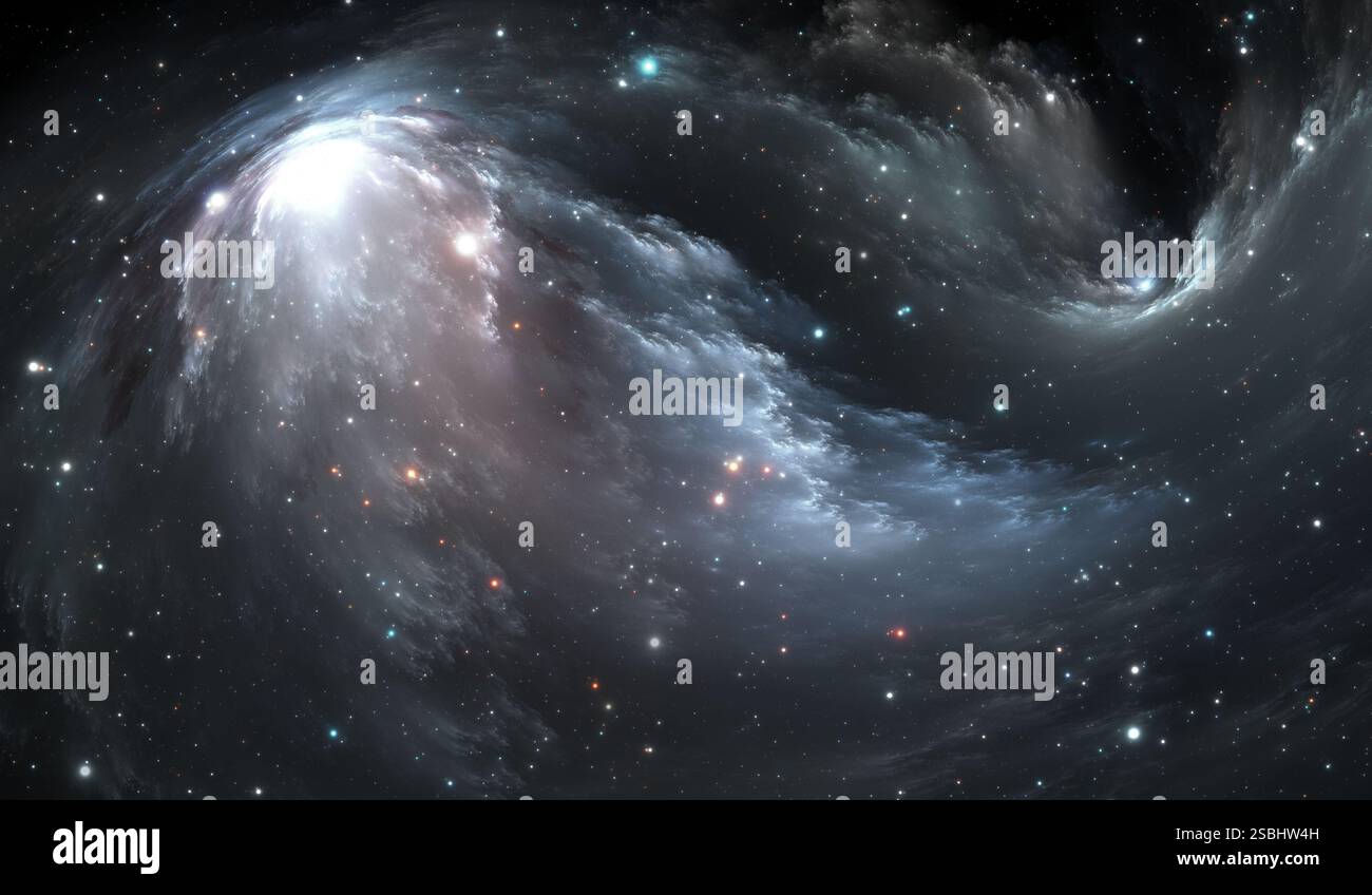 Giant glowing nebula. Space background with blue nebula and stars Stock ...