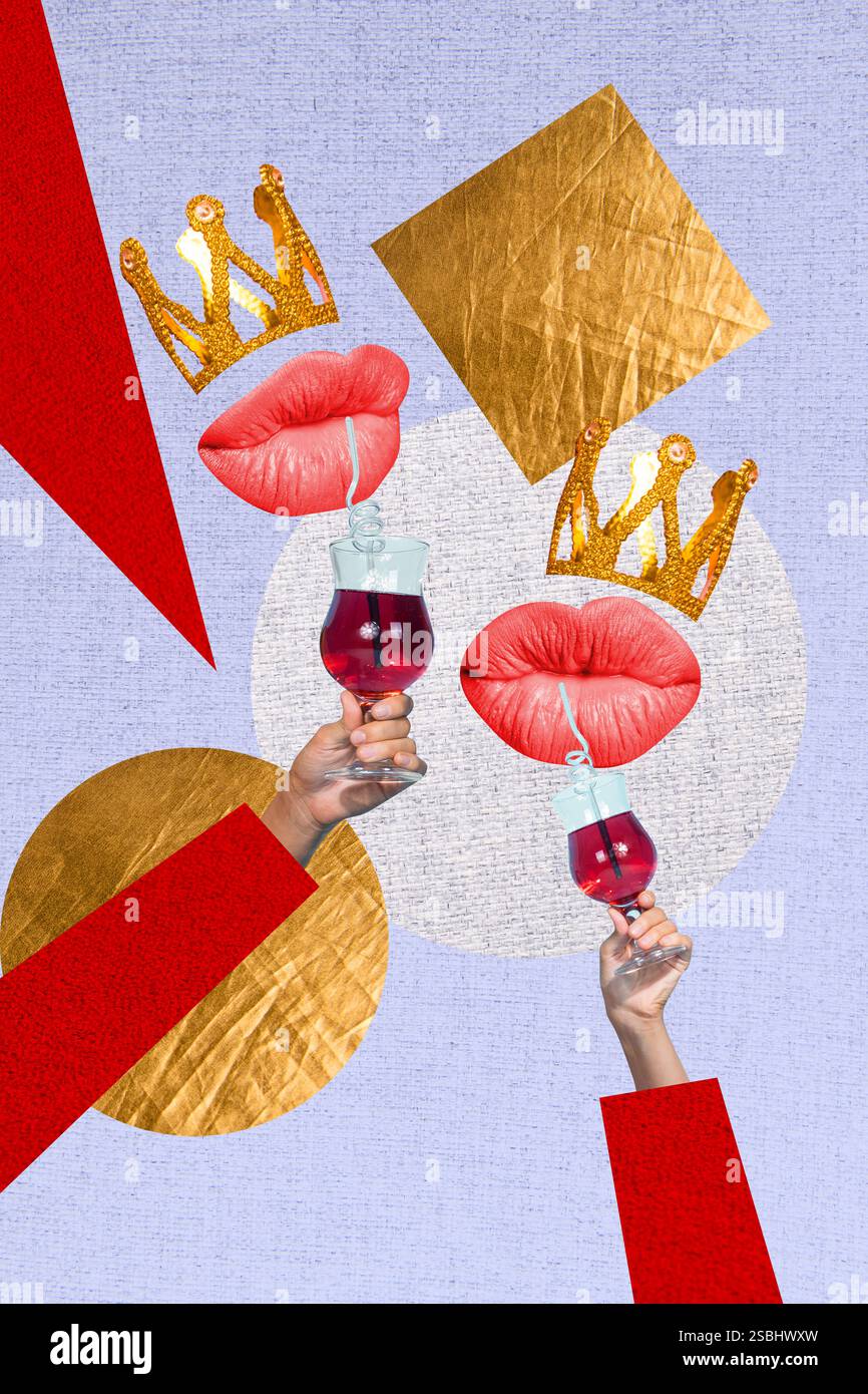 Drink Rococo Art image vertical photo collage of faceless mouth drink cocktail ...