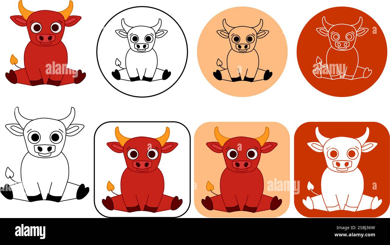 Cute Bull logo design. Vector graphic line editable logo Stock Vector