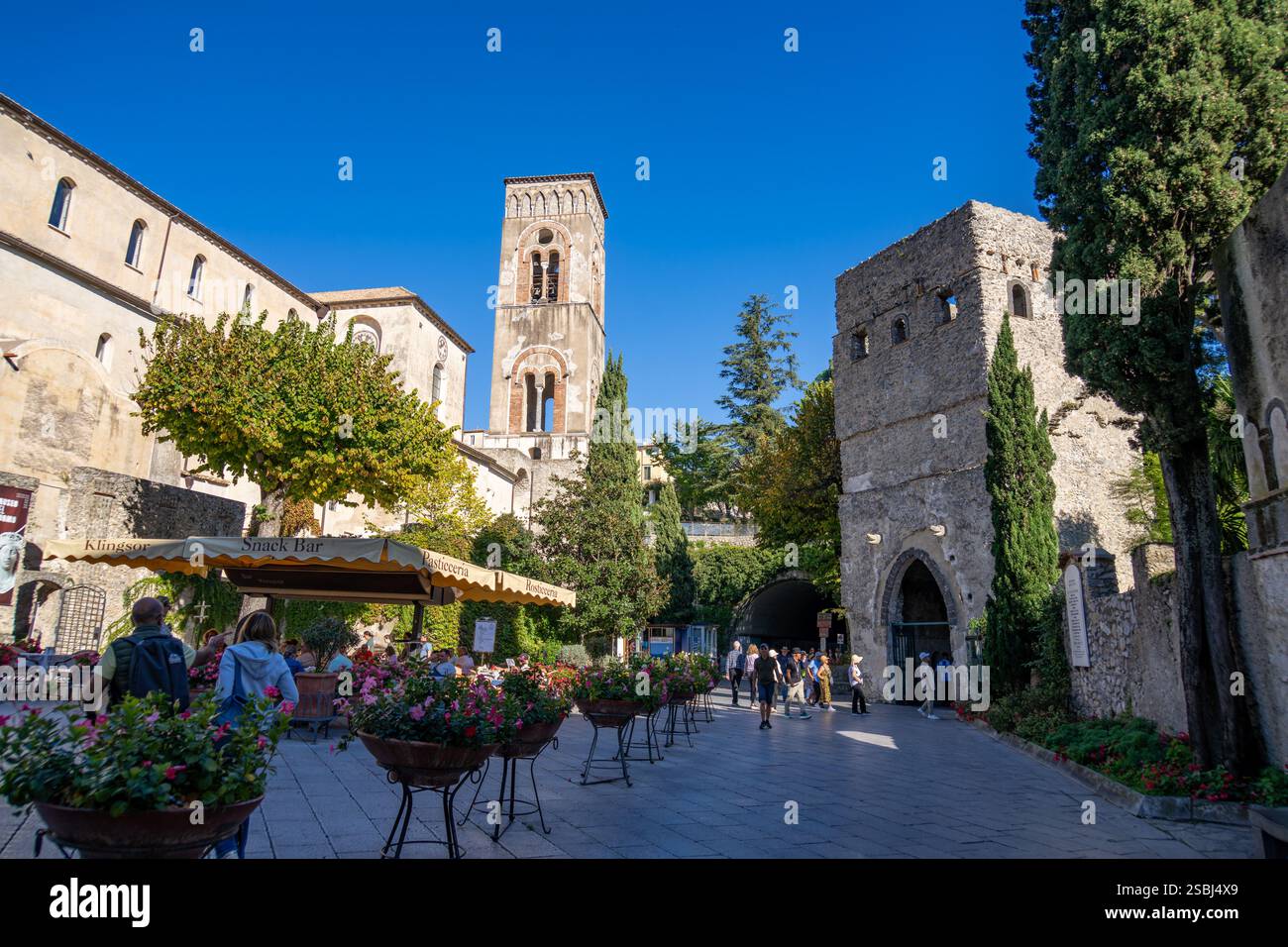 The Duomo bell tower at left with a tower of the 13th Century Villa ...