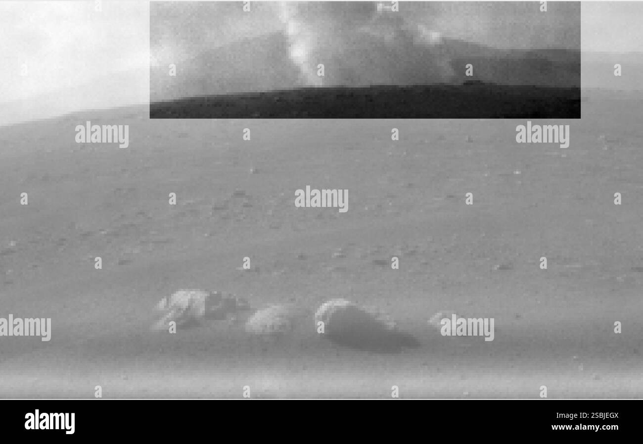 This image from one of the rear Hazard Cameras, or Hazcams, aboard NASA ...