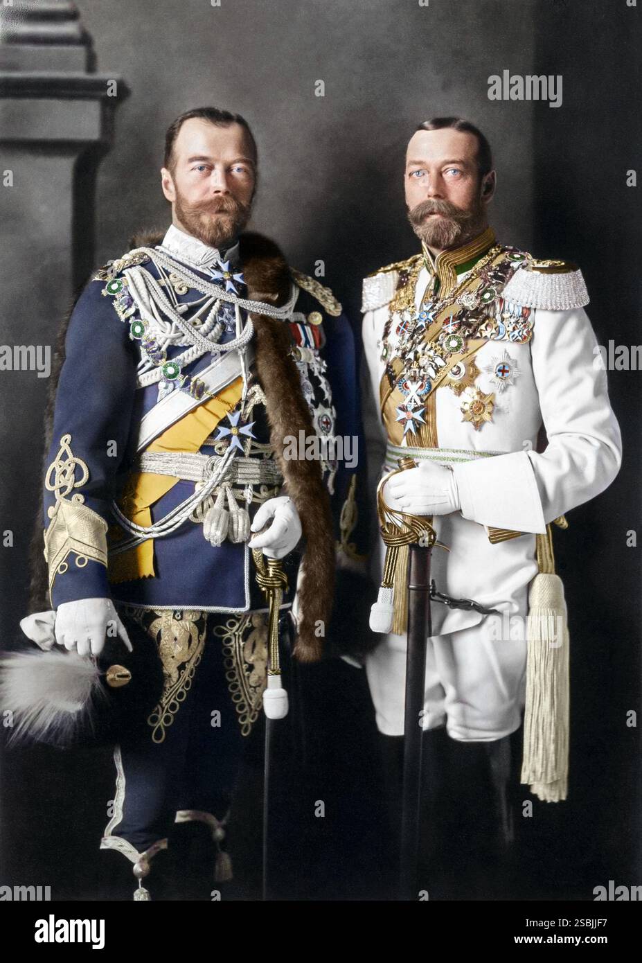 Russian photo postcard Tsar Nicholas II and son in uniform c. 1910s