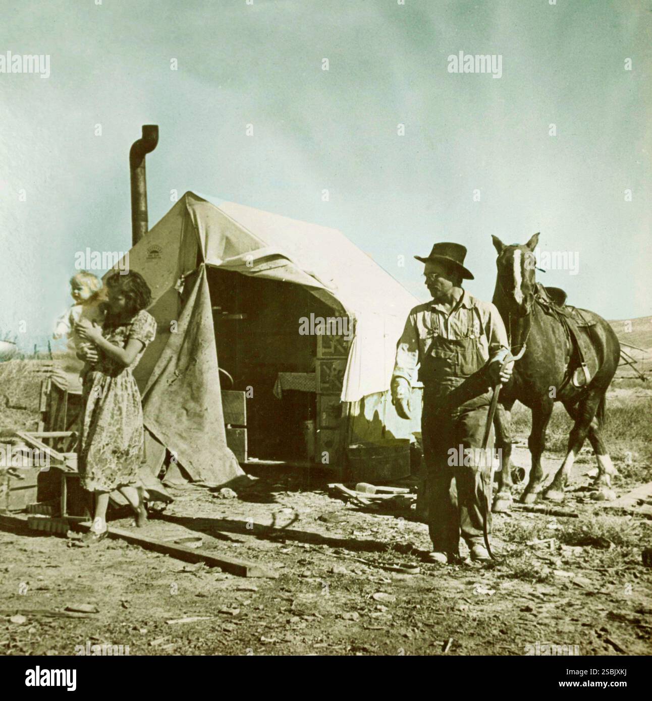 Migrant workers during the Depression, 1936. Stock Photo