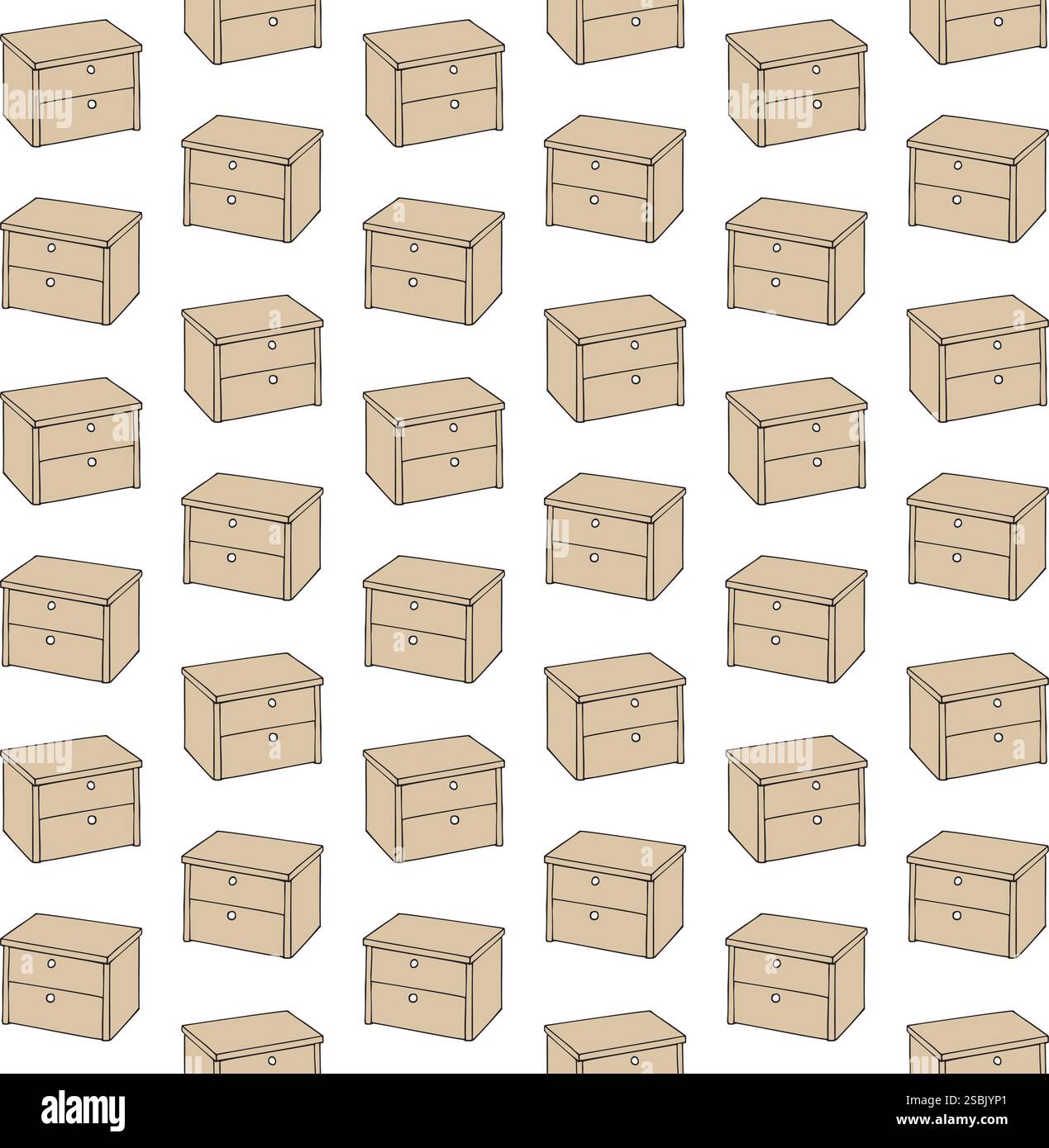 Vector seamless pattern of hand drawn nightstand Stock Vector