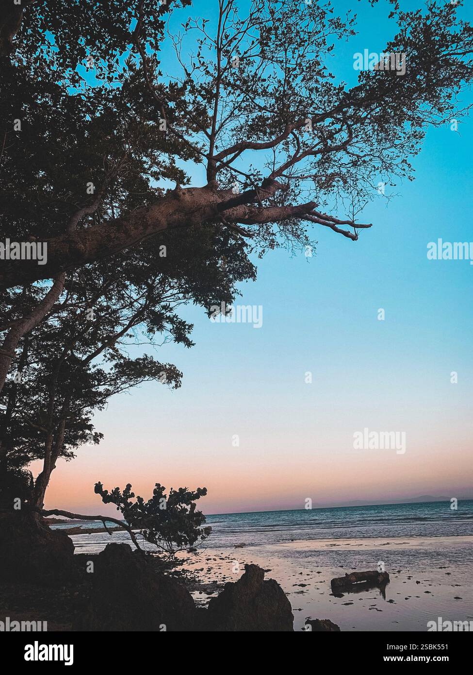 virgin beach, tropical sunset - Smartphone Captured Stock Image