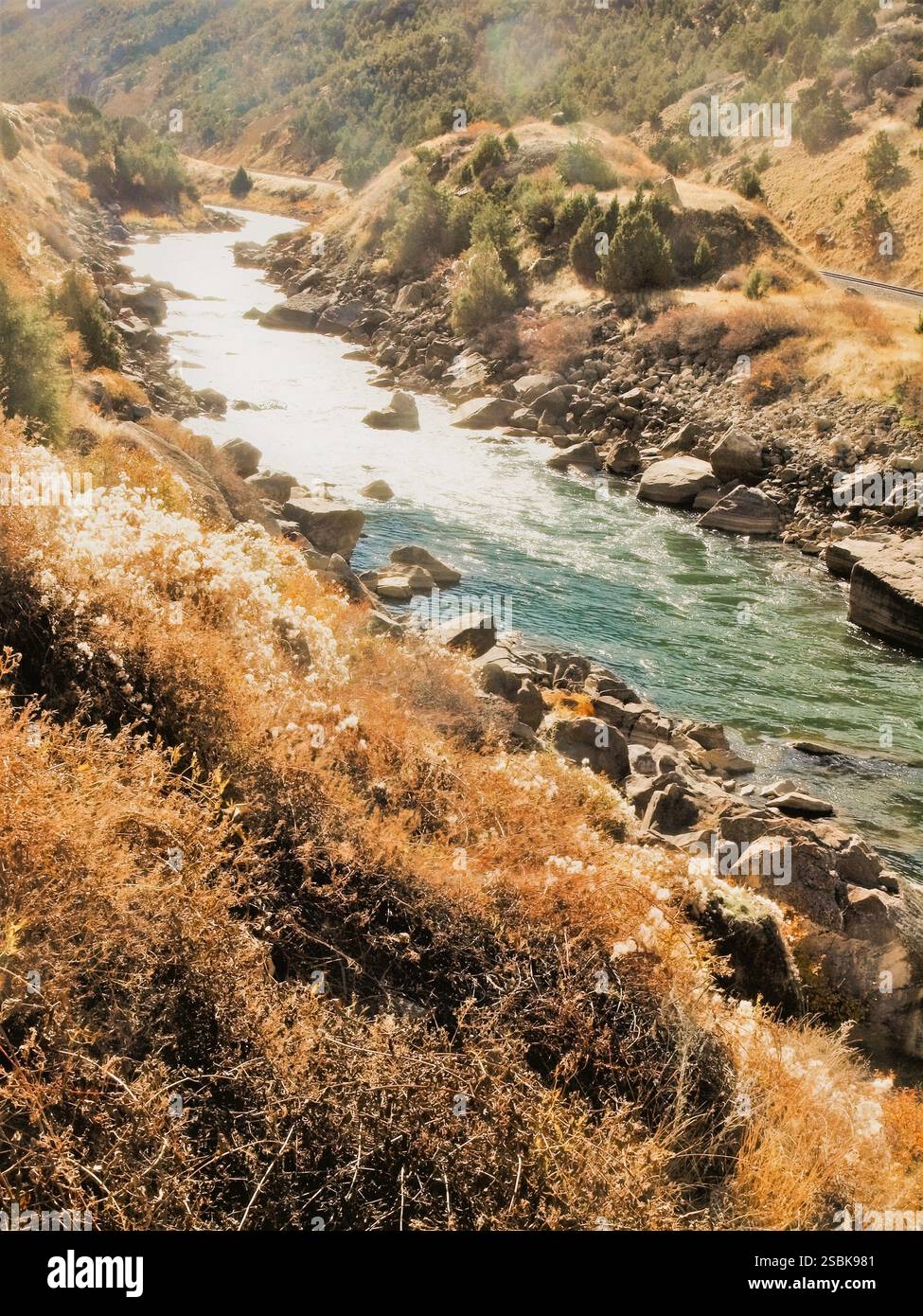 Wind River Canyon, Wyoming natural beige colored area. Stock Photo