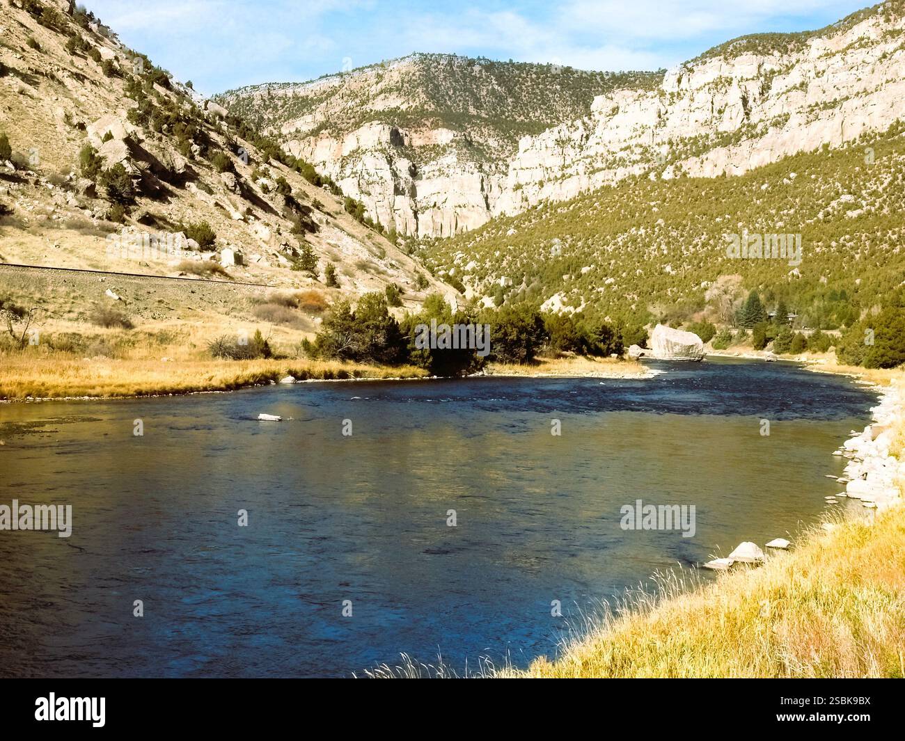 Wind River Canyon, Wyoming and blue sky. Stock Photo