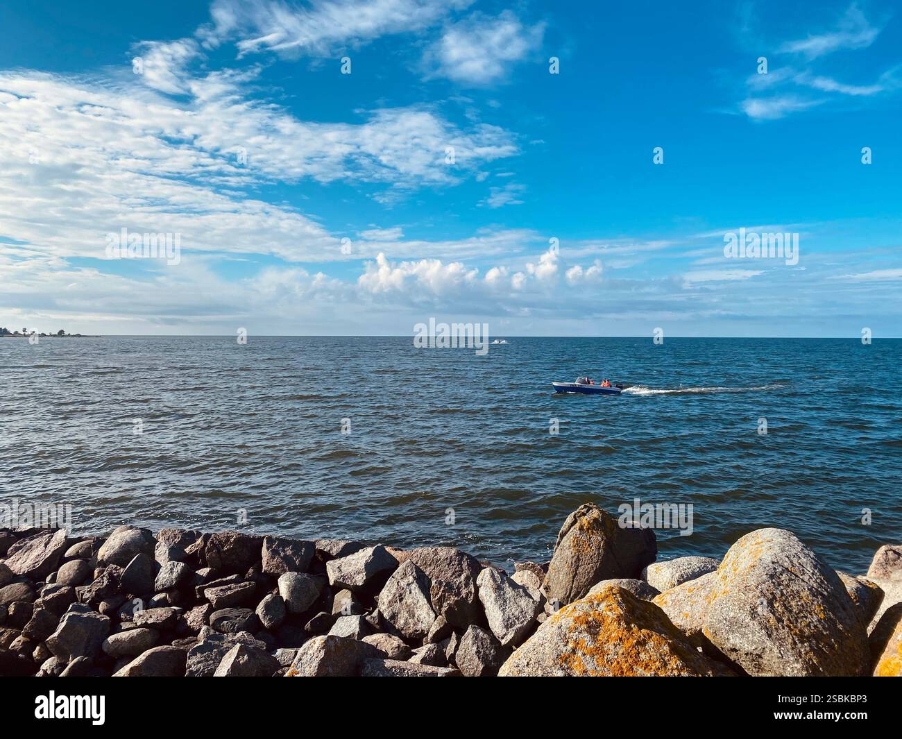 Estonia nature, motor boat , Mahu - Smartphone Captured Stock Image