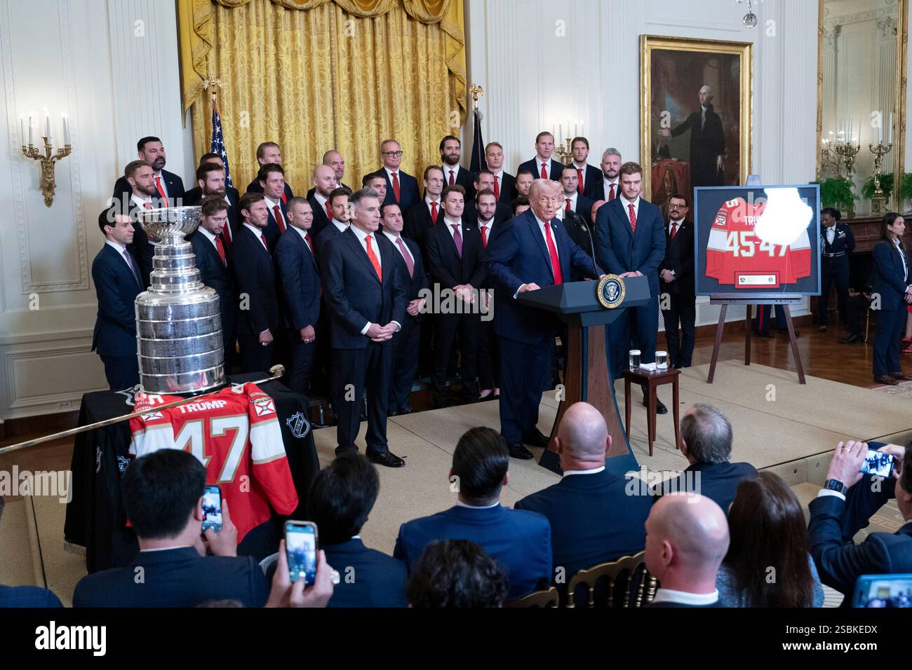 United States President Donald J Trump hosts the National Hockey League