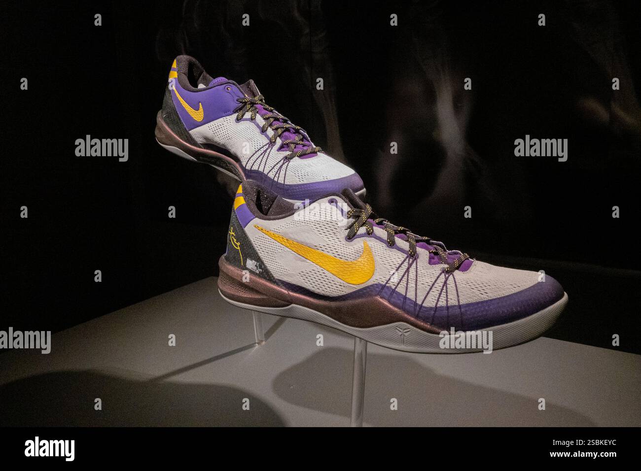 The pair of Nike Kobe 8 sneakers worn by the late Kobe Bryant during