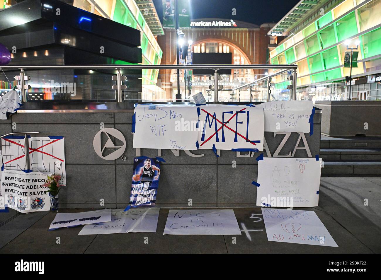 DALLAS, TX - FEBRUARY 03: Posters and signs of Dallas Mavericks guard ...
