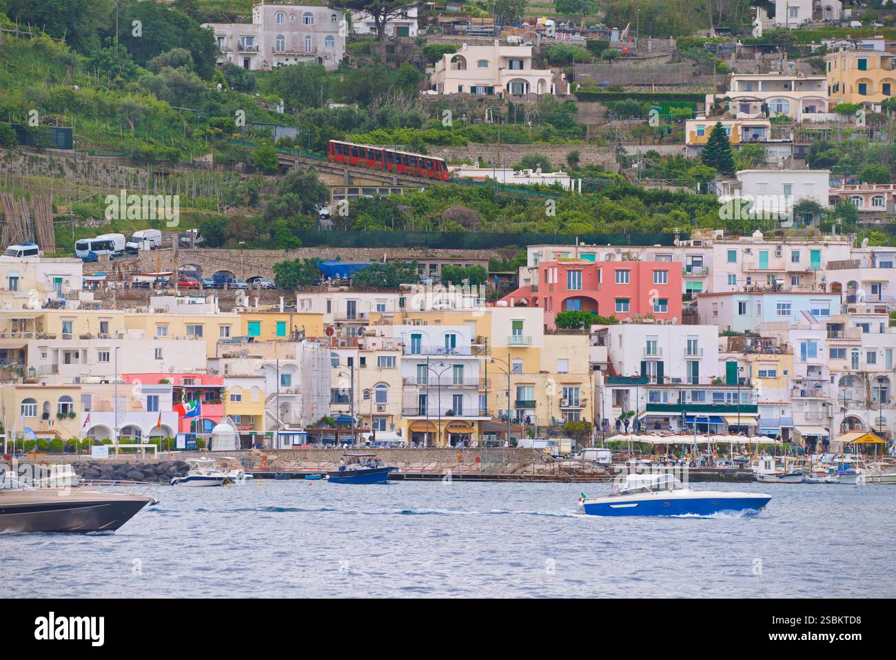 Capri seen from the sea. Capri island, Italy. Capri harbour Stock Photo ...