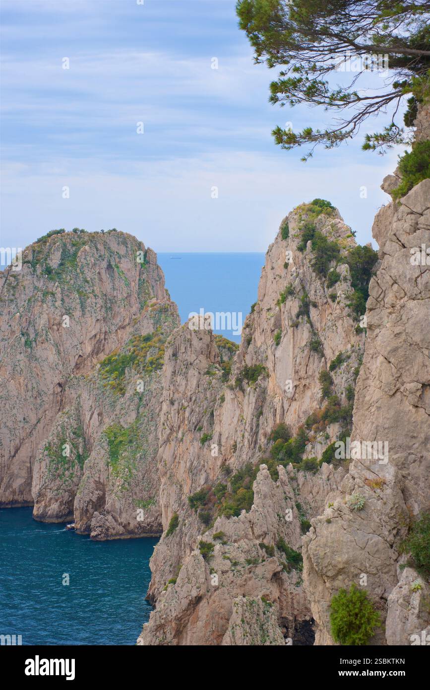 The Capri faraglioni are three small rocky islets (stacks) in the Bay ...