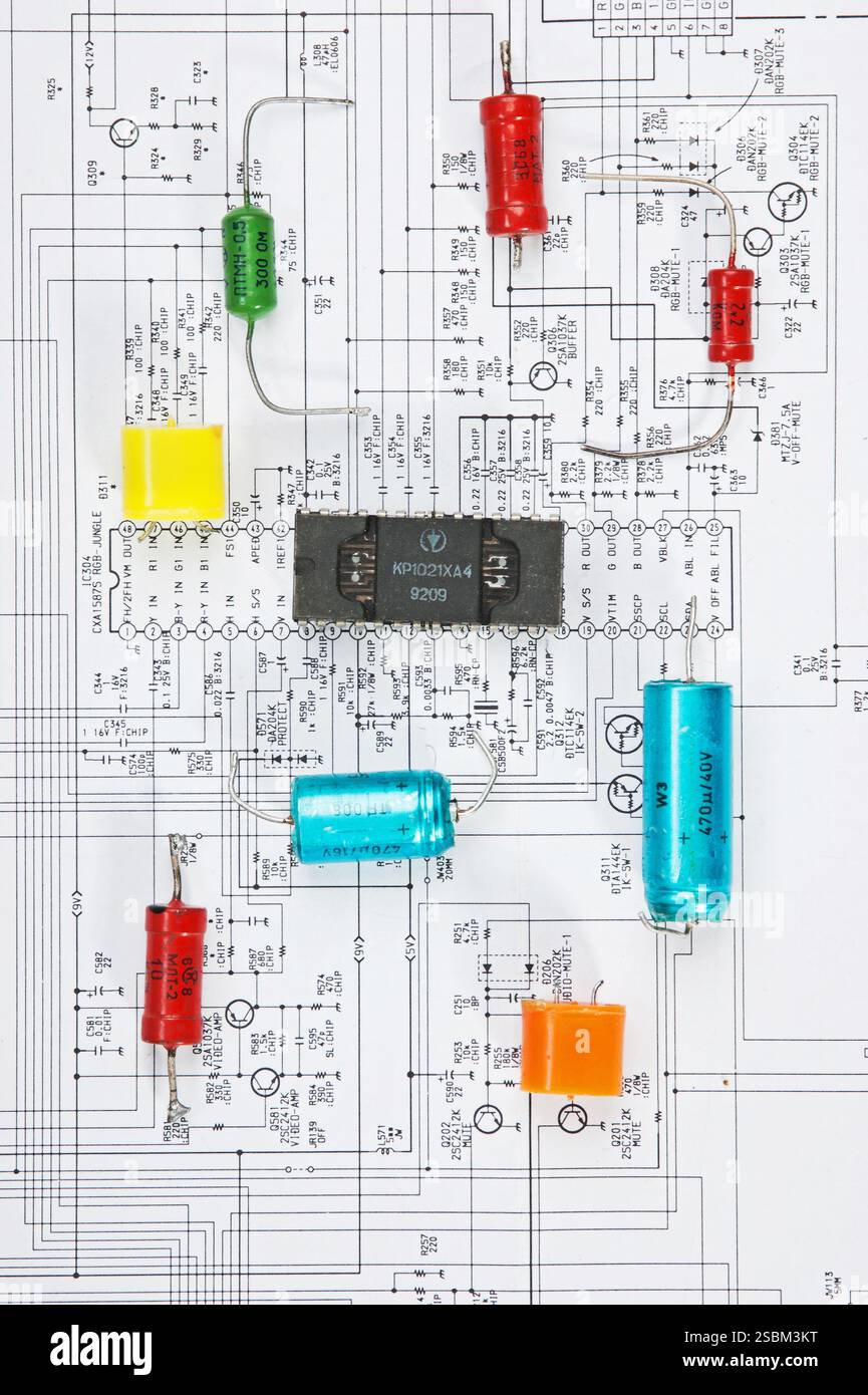 Radio components laid out on the electronic circuit Stock Photo - Alamy