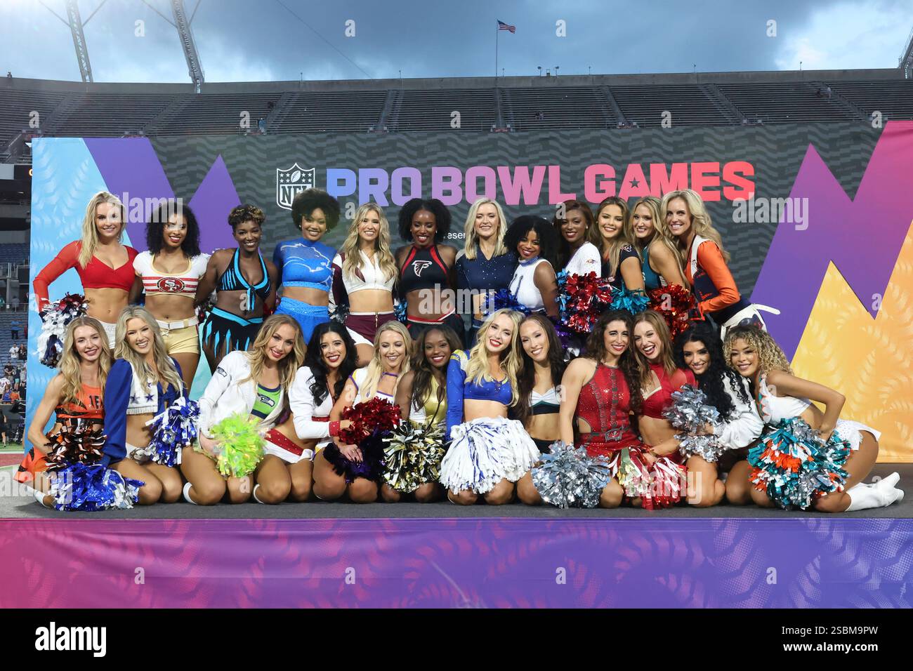 Pro Bowl cheerleaders pose for a group phot following the NFL Pro Bowl