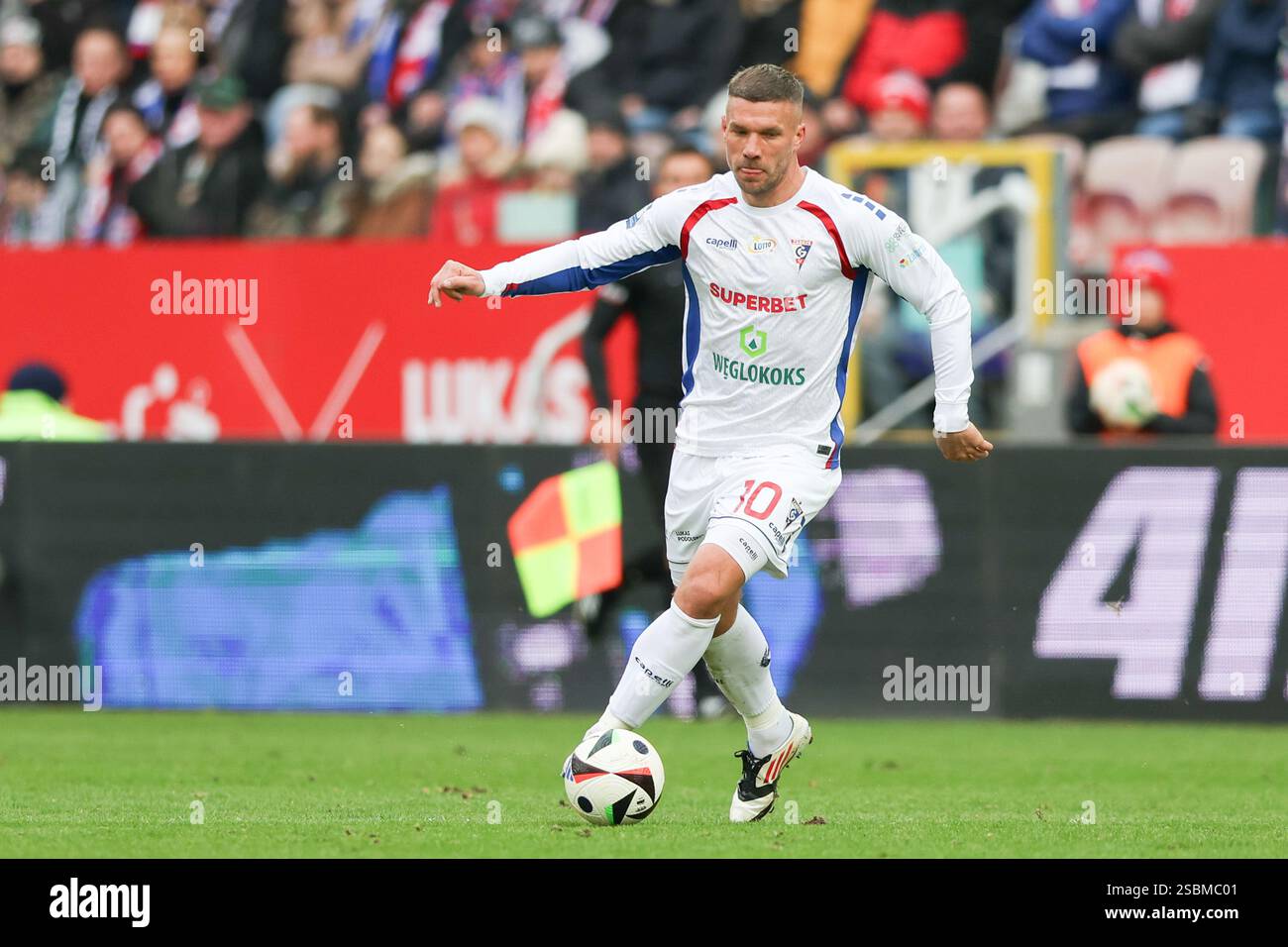 Zabrze, Poland. 02nd Feb, 2025. Lukas Podolski of Gornik Zabrze seen in