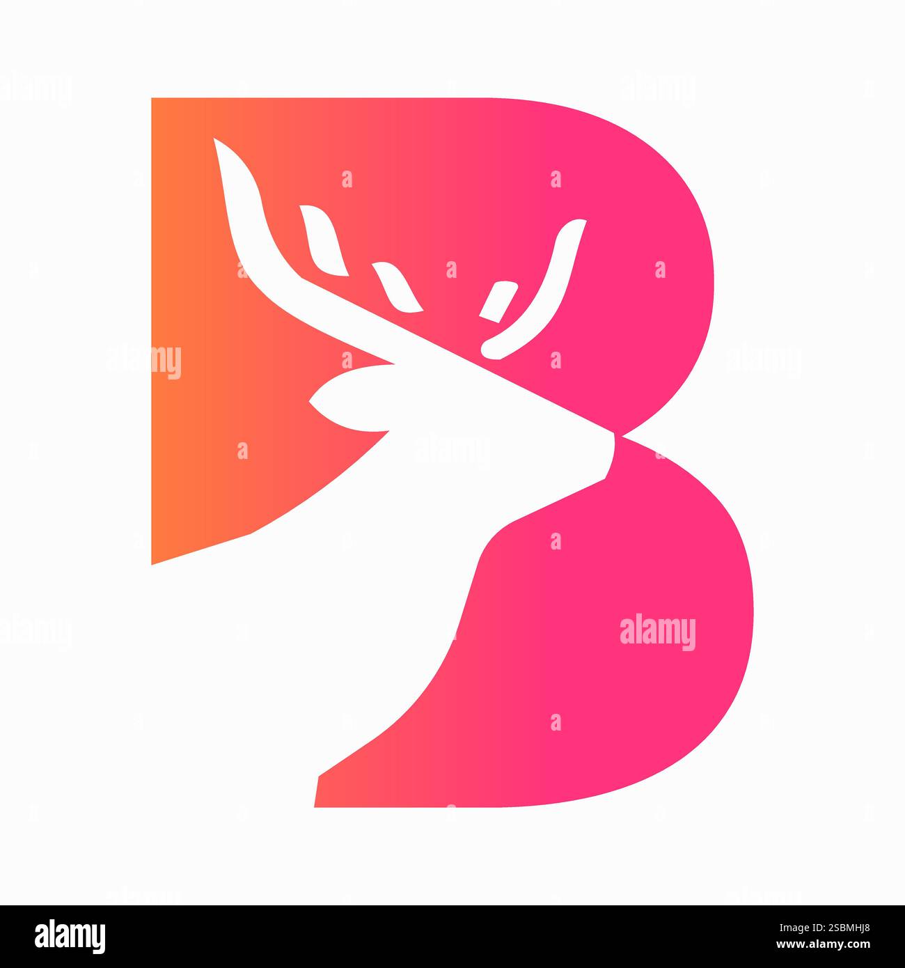 Initial Letter B Deer Logo Concept With Minimal Deer Head Symbol Vector Template Stock Vector