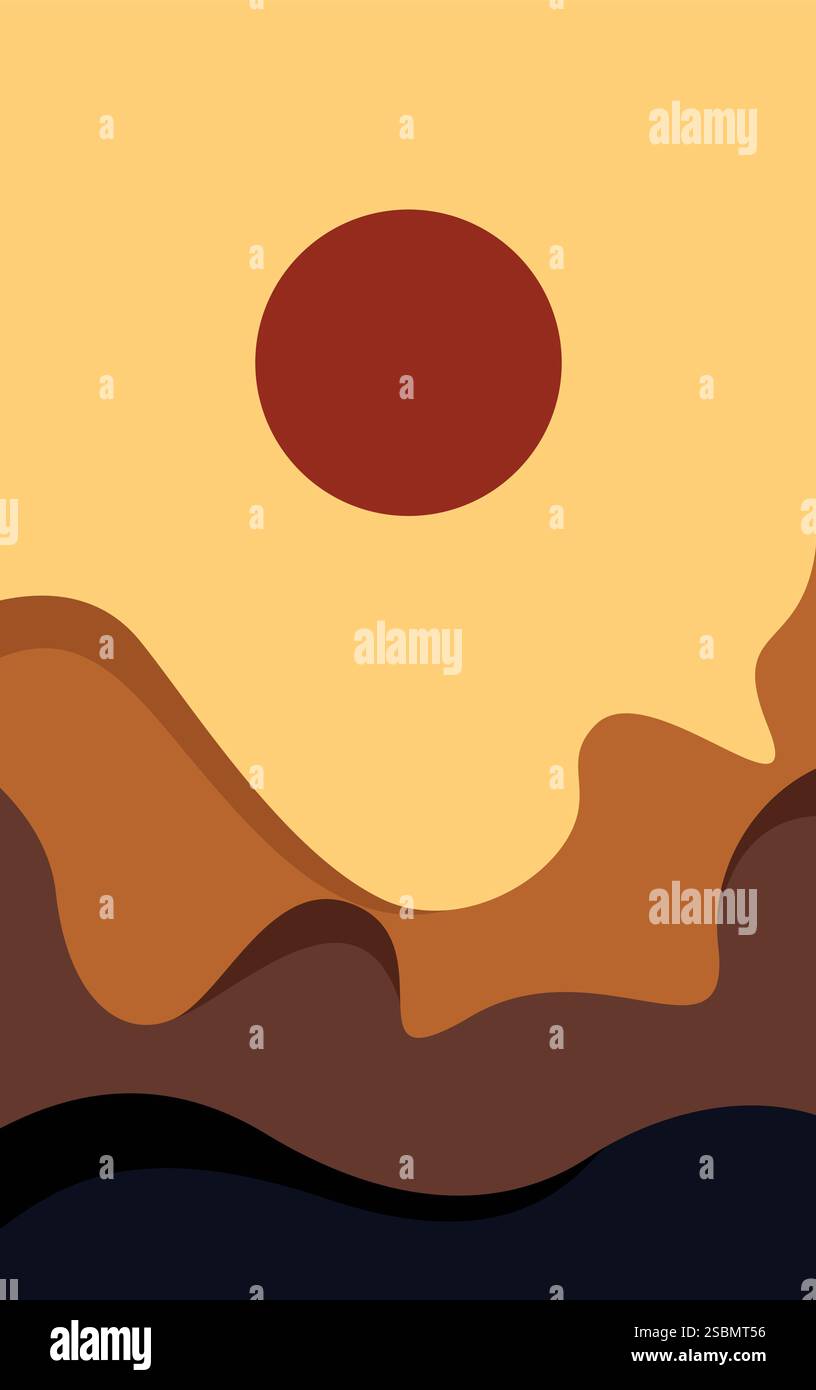Abstract Mountain With Sun Background Vector Stock Vector