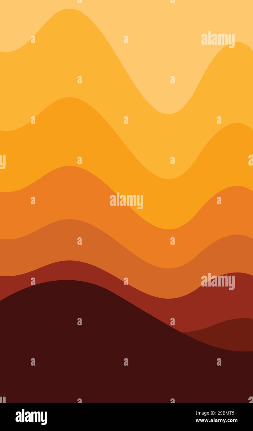Simple Orange Mountain Background Silhouette. Papercut Mountain Vector Stock Vector
