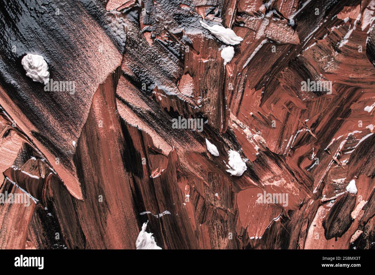 Abstract background with brown and beige plaster texture. Seamless background with large brushstrokes. Rough stylized texture with space for text. Hig Stock Photo
