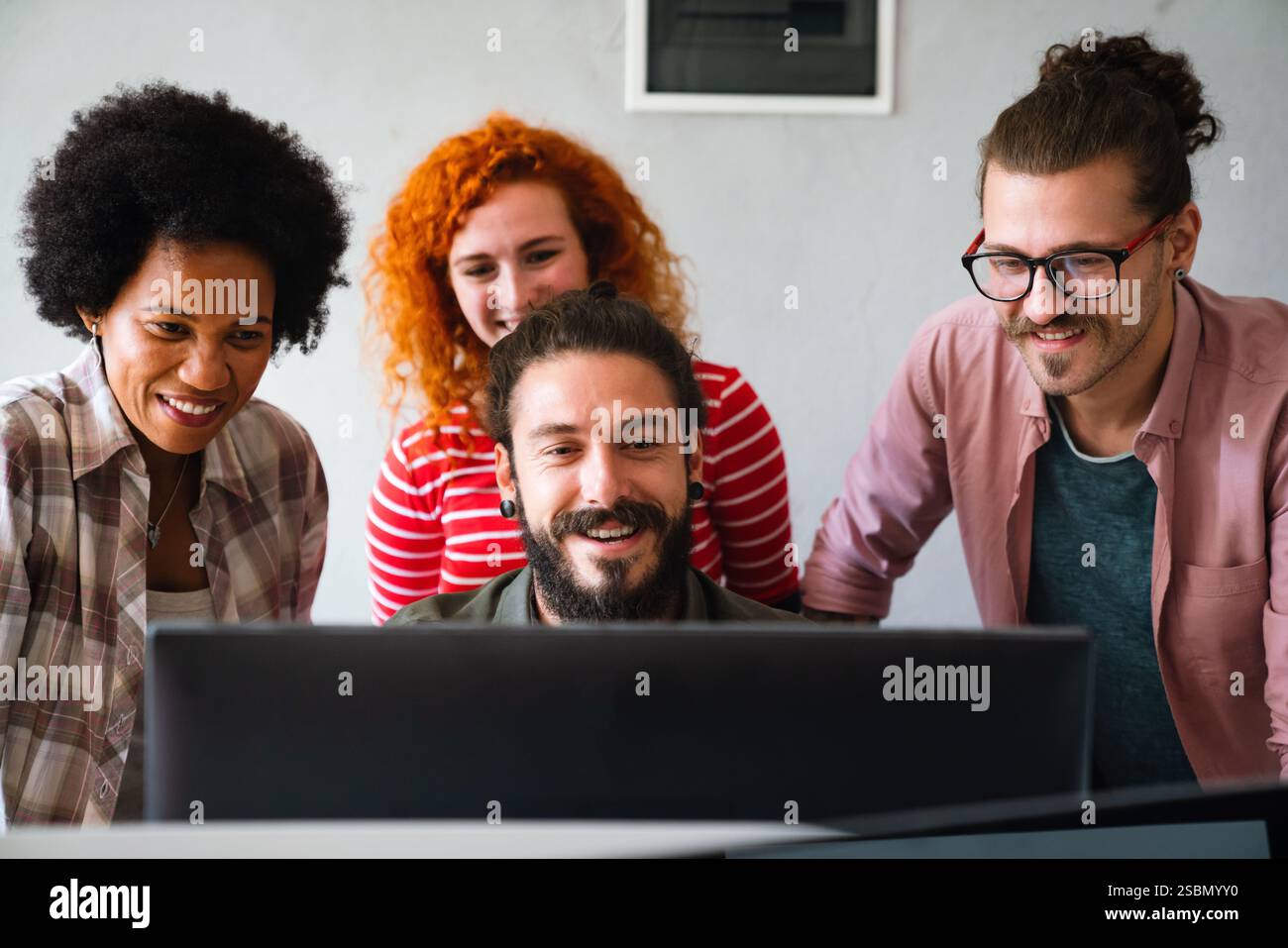 Software engineers working on project and programming in company. Startup business teamwork concept Stock Photo