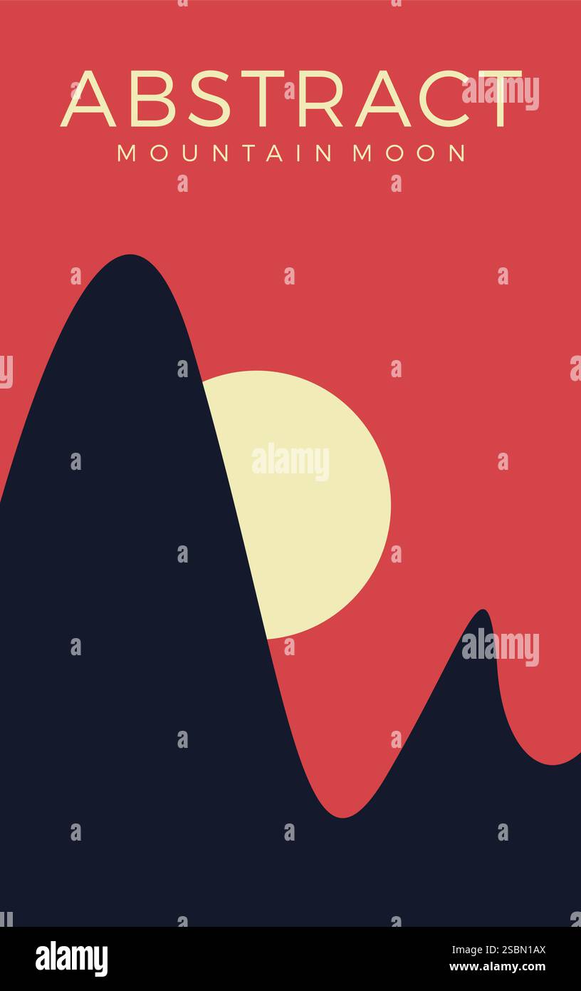 Abstract Mountain Moon background Vector for Poster Stock Vector