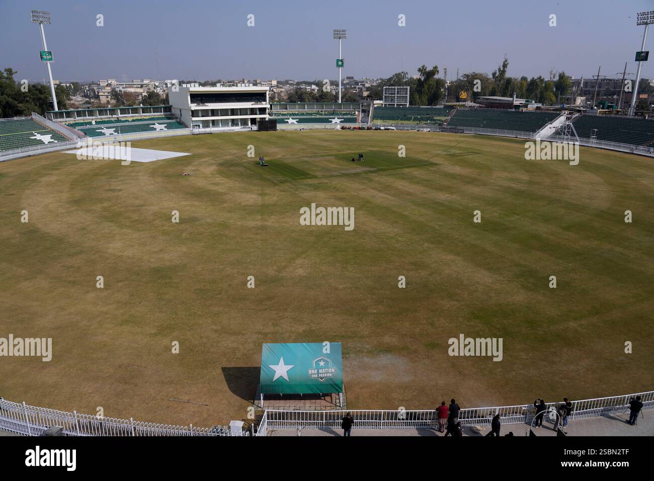 A view of the Pindi Cricket Stadium, where upgradation works are going
