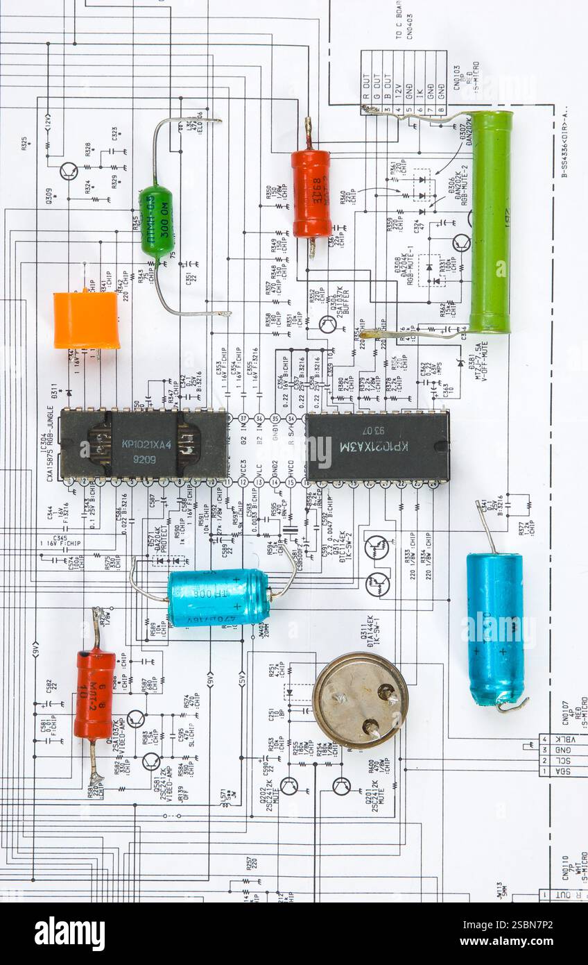 Radio components laid out on the electronic circuit Stock Photo - Alamy
