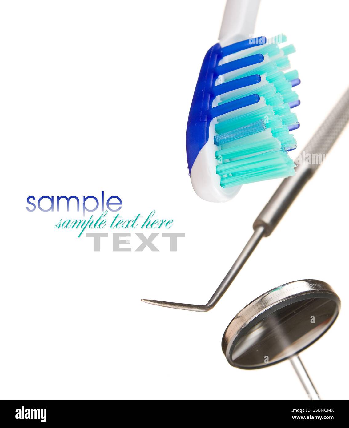 toothbrush and dental tools isolated on white background Stock Photo ...