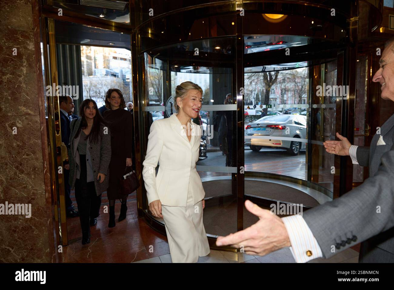 Second Vice President and Minister of Labor, Yolanda Díaz, arrives at a