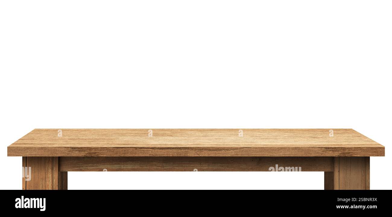 wooden table isolate on white background, mockup Stock Photo - Alamy