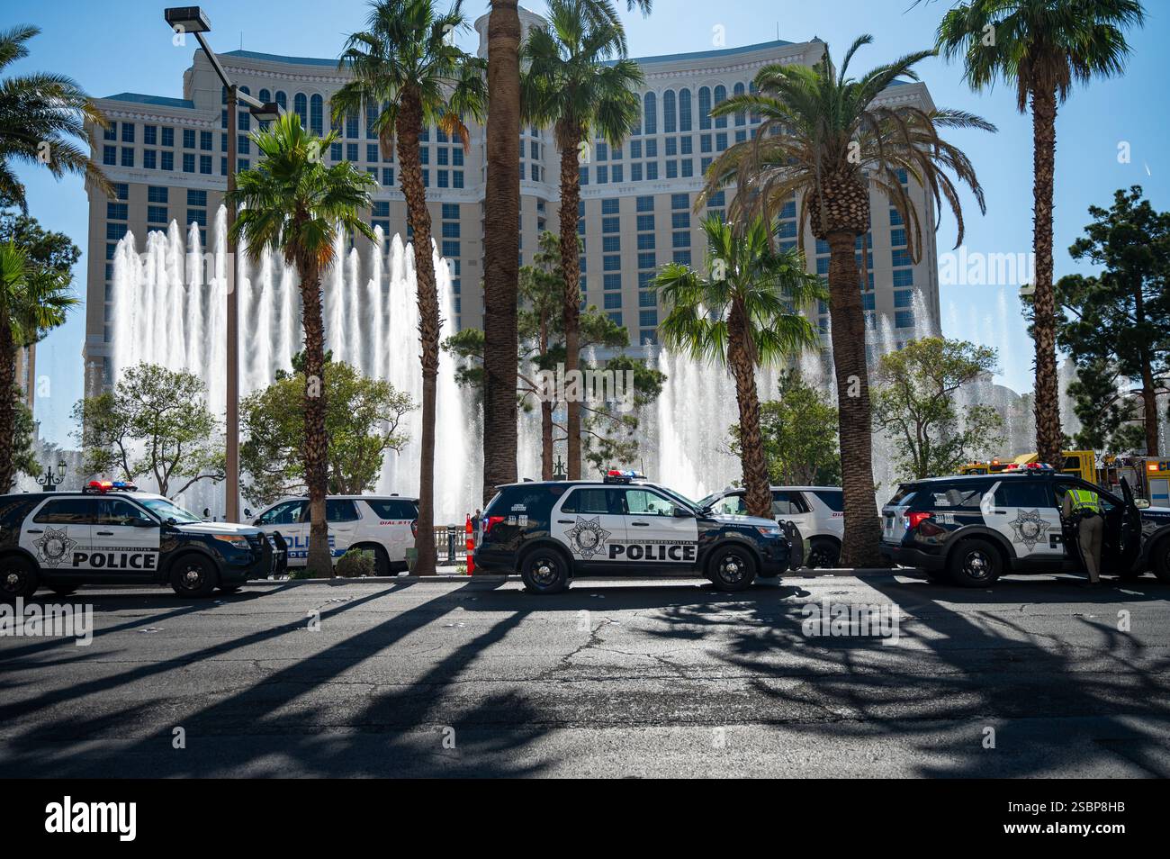 Las Vegas metropolitan police cars along the strip for parade Stock ...