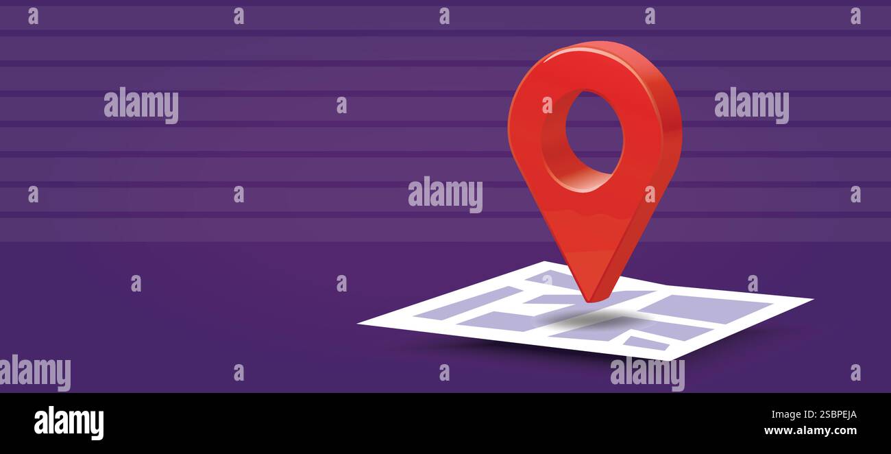 3D GPS Navigation Pin Tag on Map, Vector Illustration Stock Vector ...