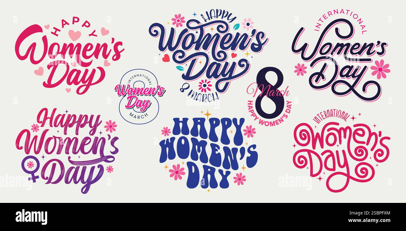 Women's Day Typography Set Vector Illustration. Happy Women’s Day ...