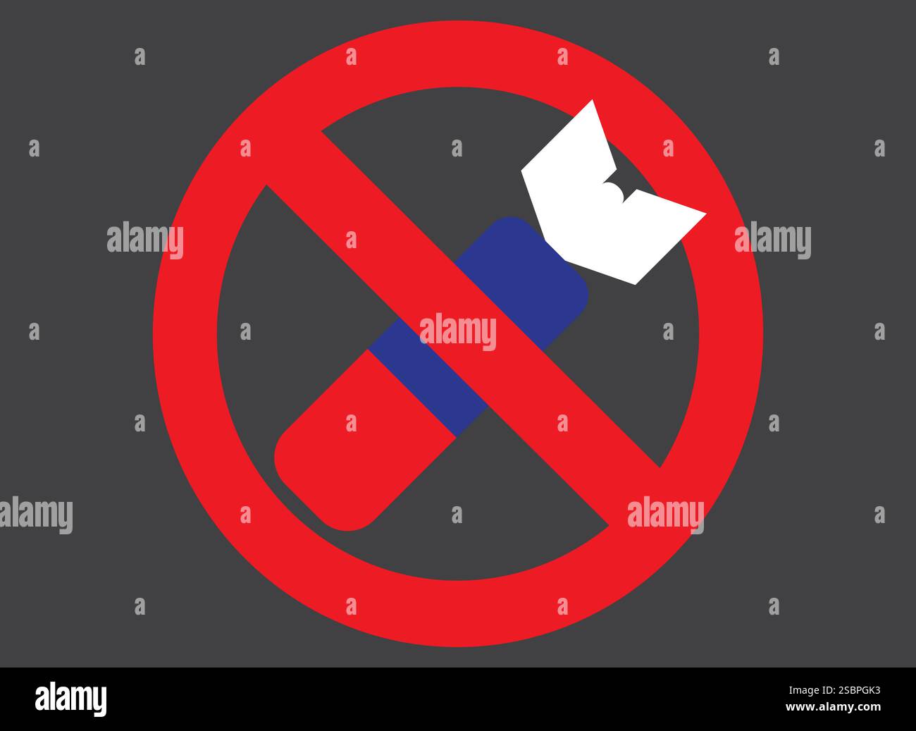 anti war concept, red ban sign above the military air missile in colors ...