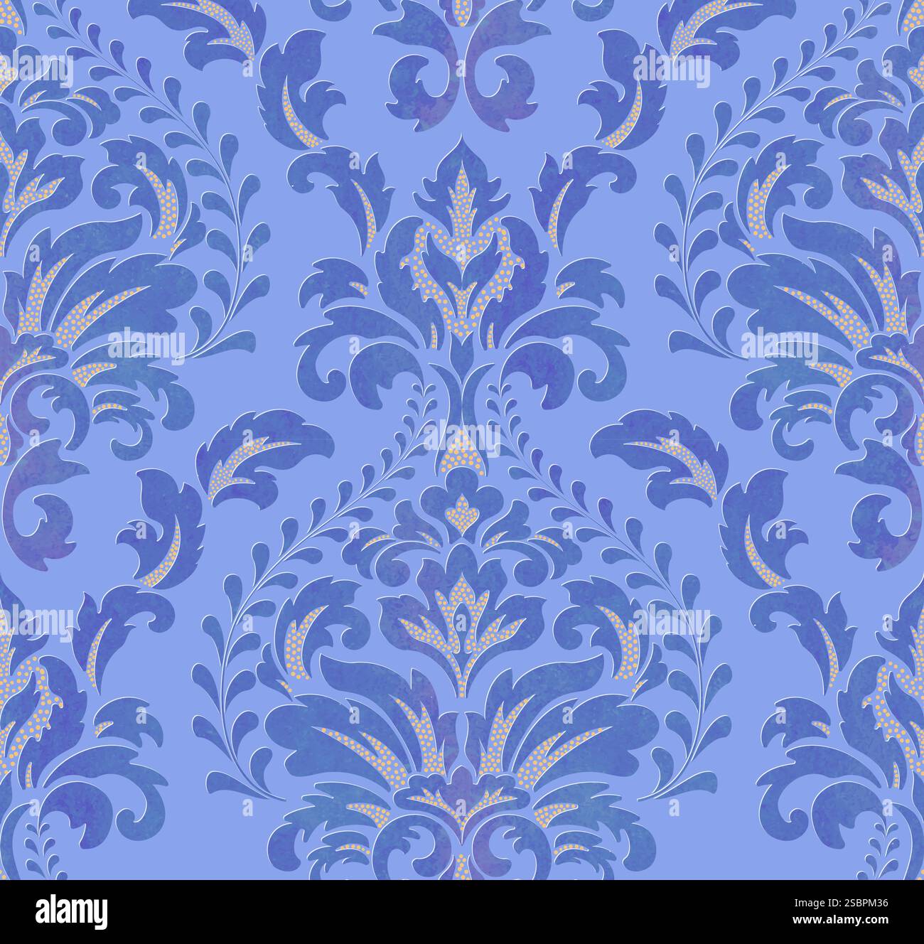 Damask blue seamless pattern element. Vector classical luxury old ...
