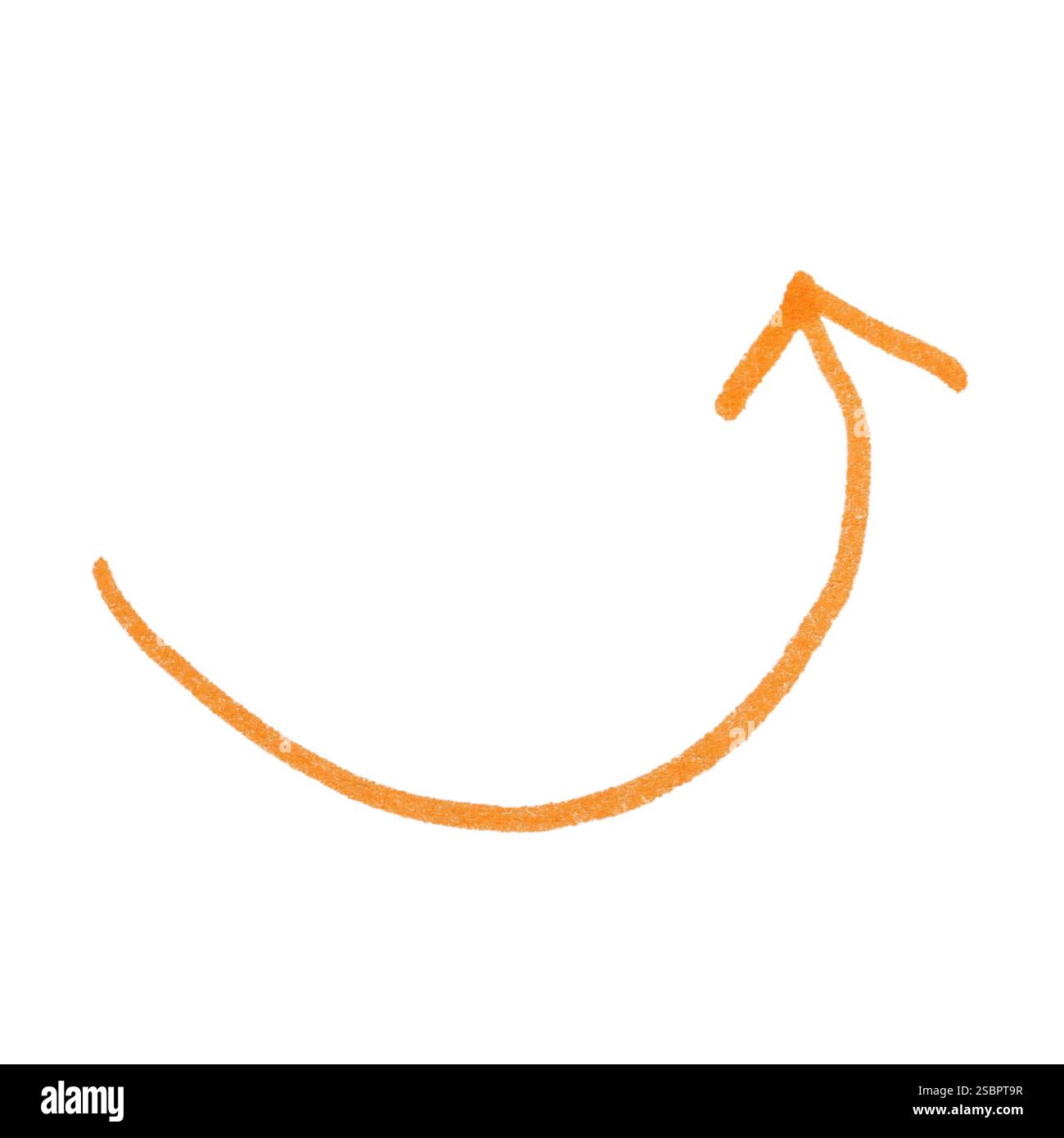 One orange drawn arrow isolated on white Stock Photo