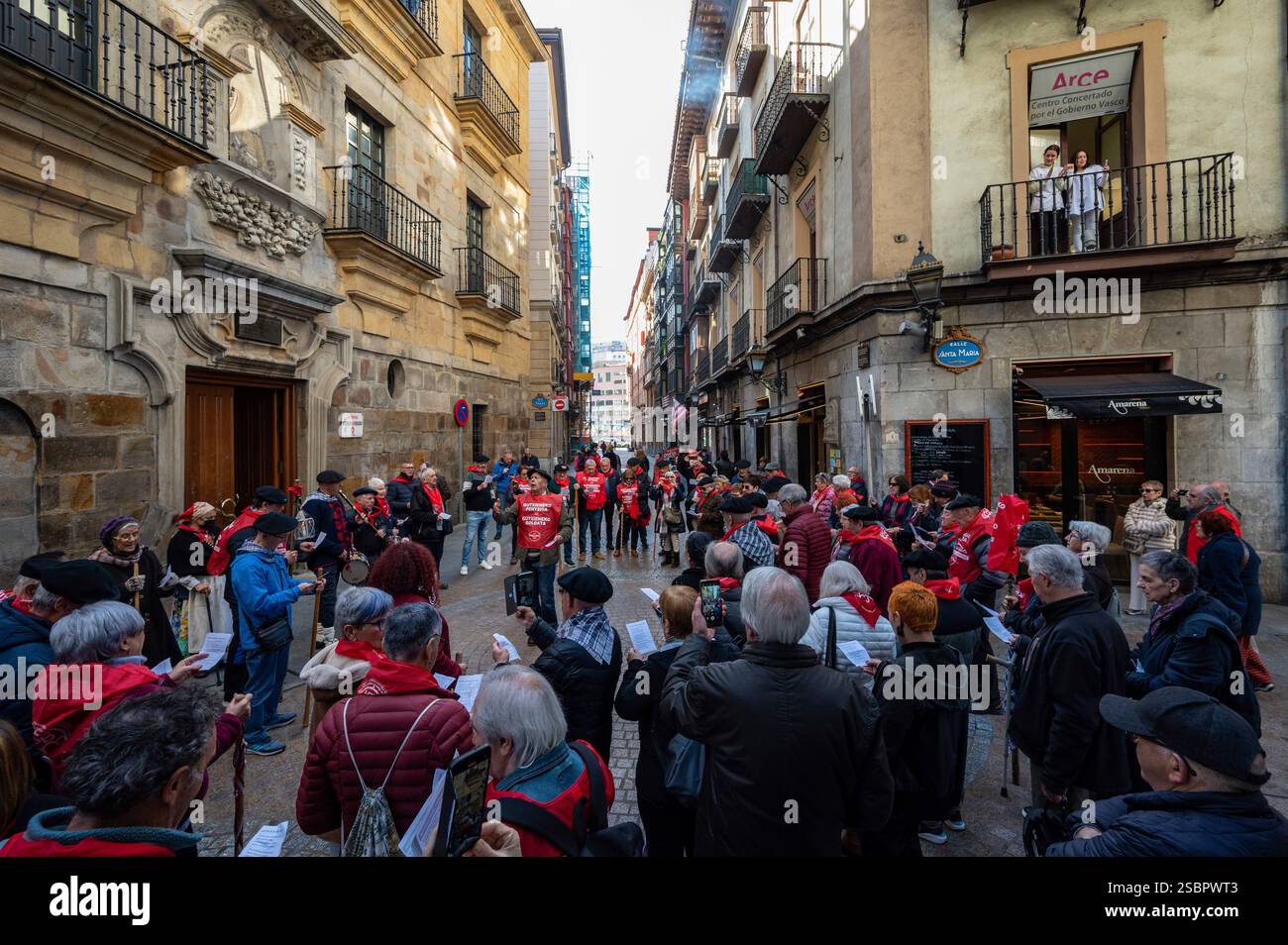 A choir sings on the eve of St. Agatha, February 4, 2025, in Bilbao ...