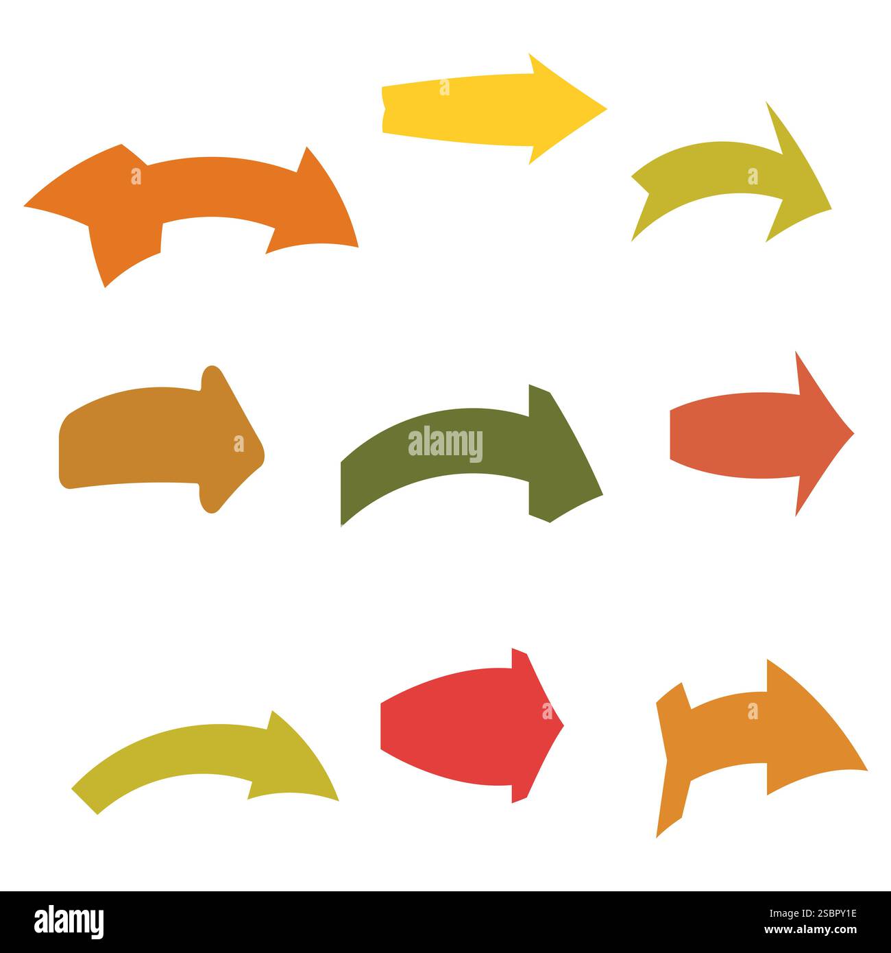 Set of nine multicolored various arrows. Vector illustration Stock ...