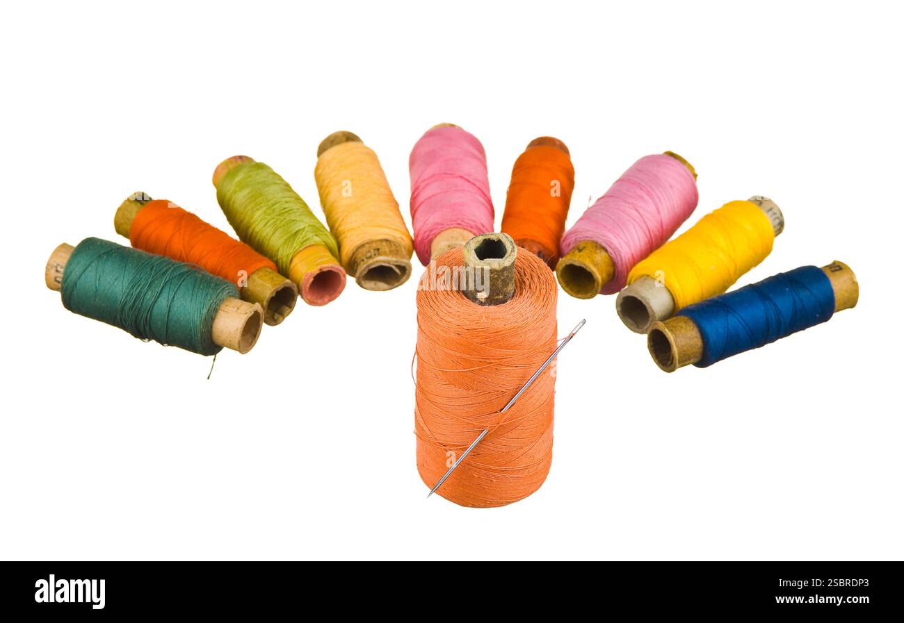 Sewing thread isolated on white background Stock Photo - Alamy