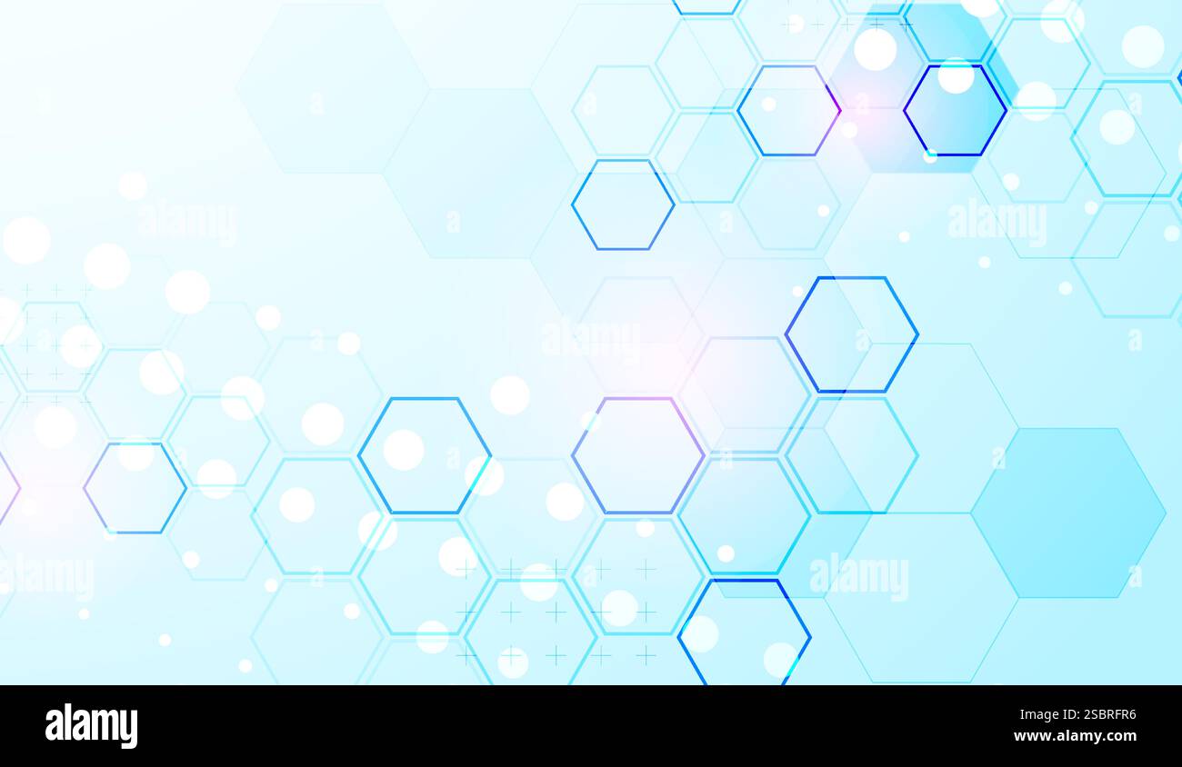 Abstract science background with hexagons. Blue gradient. Vector Stock ...