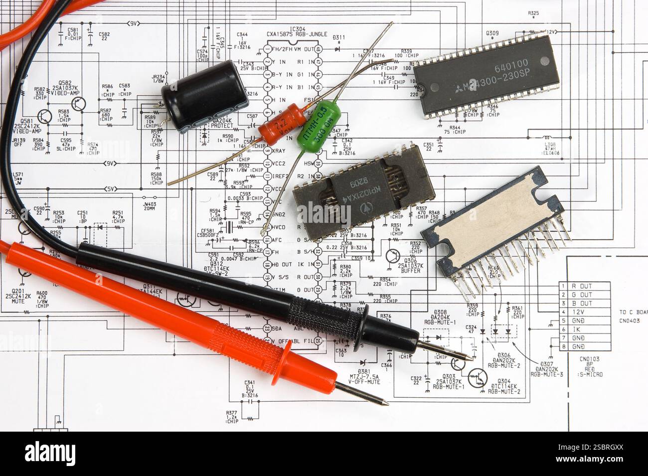Radio components laid out on the electronic circuit Stock Photo - Alamy