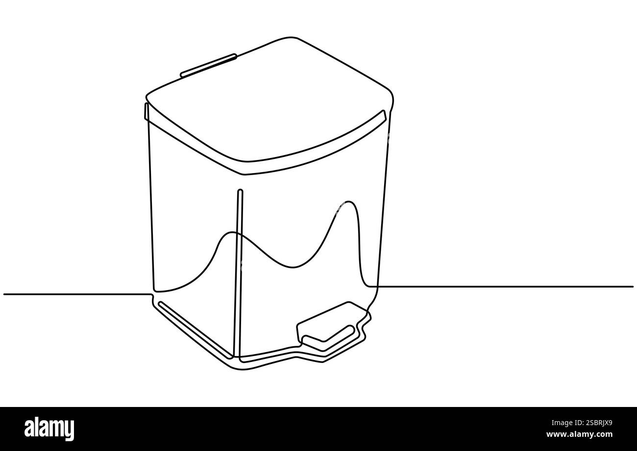one line drawing trash bin clean environment vector, One continuous ...