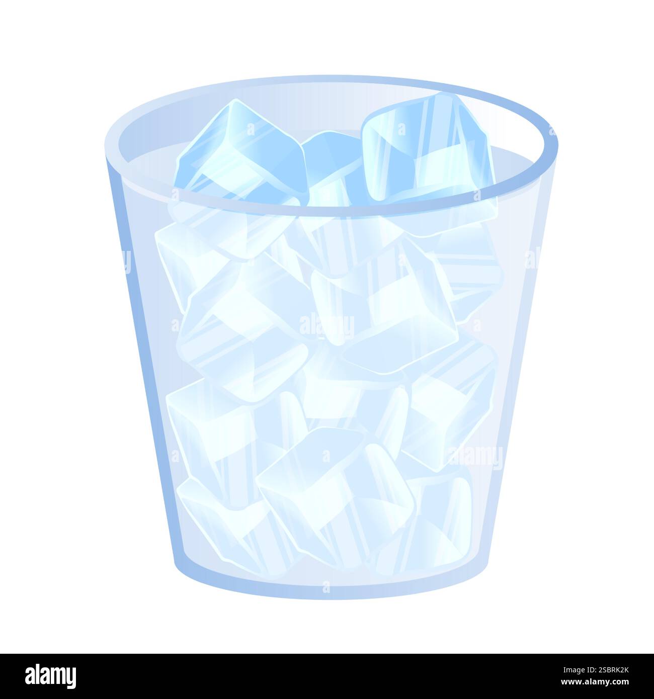 Glass cup with iced water and ice cubes cartoon illustration image ...