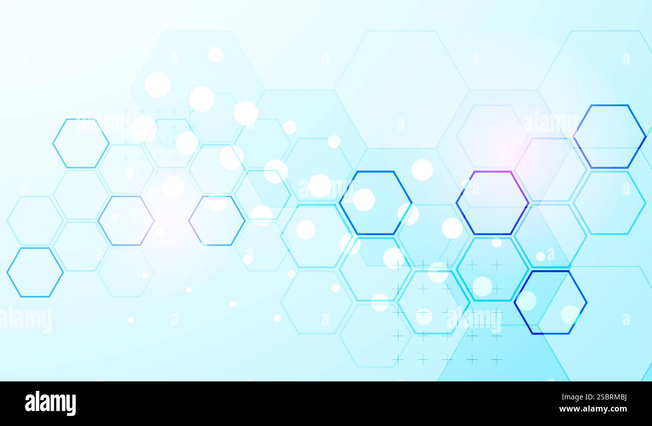 Abstract science background with hexagons. Blue gradient. Vector Stock ...