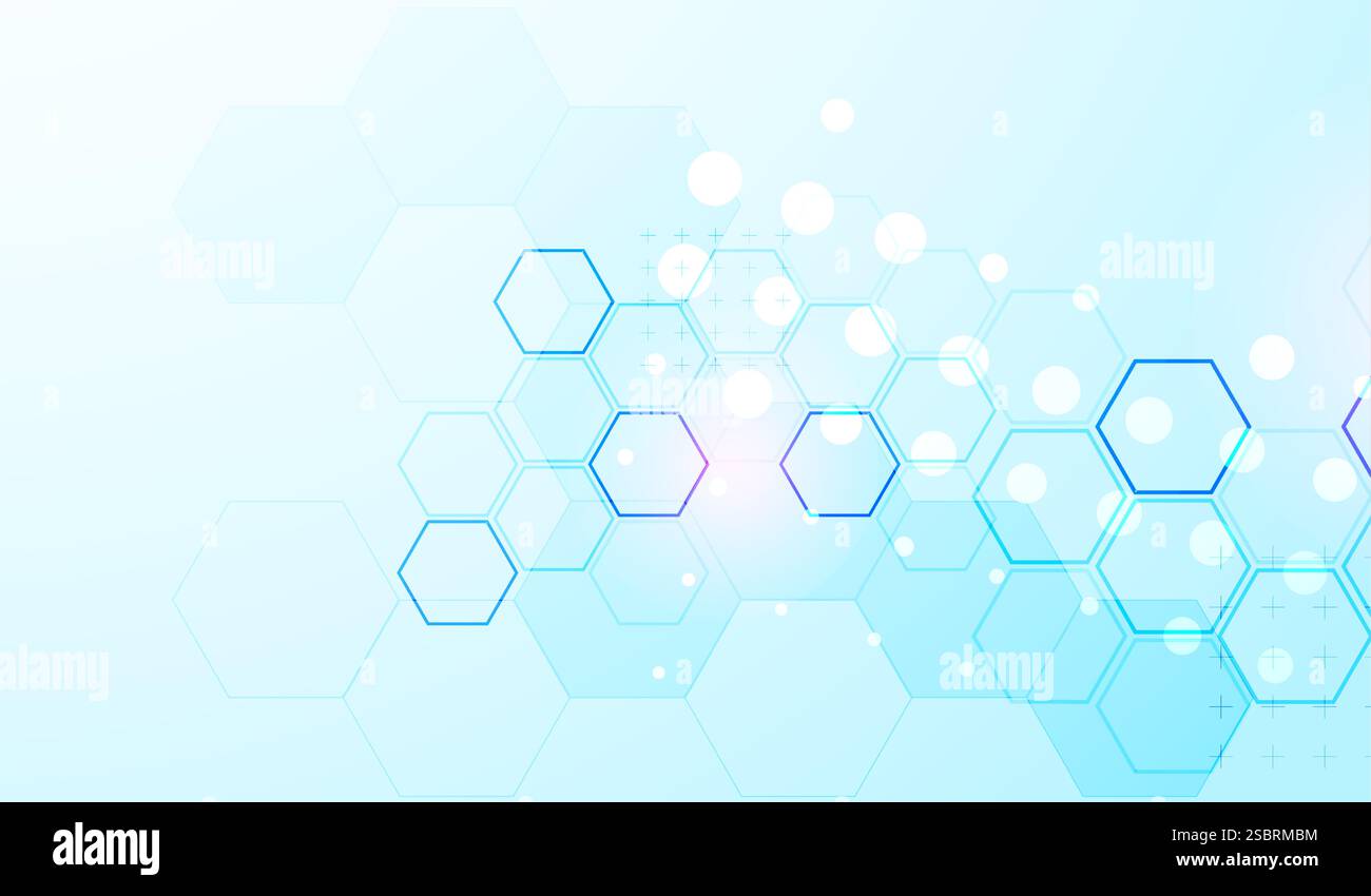 Abstract science background with hexagons. Blue gradient. Vector Stock ...