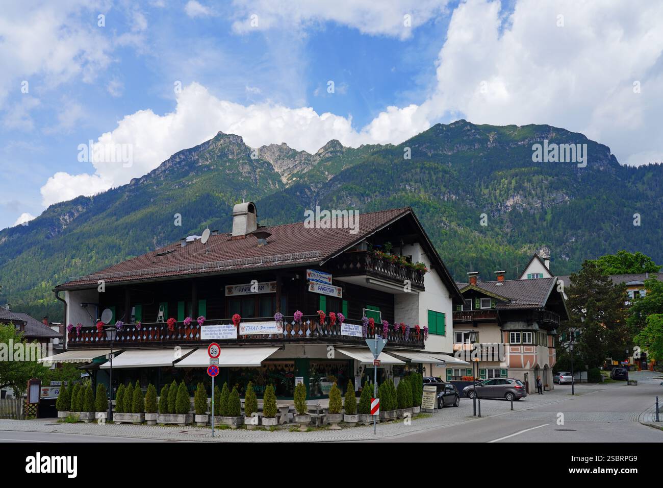 GARMISCH-PARTENKIRCHEN, GERMANY -6 JUN 2024- Summer view of Garmisch ...